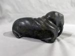 Inuit Soapstone Carved Walrus Figure - Signed