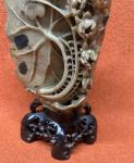 Vintage Chinese Soapstone Carved Vase 10.75”