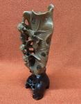 Vintage Chinese Soapstone Carved Vase 10.75”