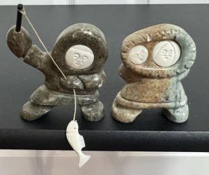 Inuit Alaskan Soapstone Fisherman Carving - BEKOA
