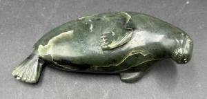 Inuit Signed Soapstone Seal Carving from Canada