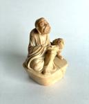 Chinese Soapstone Sage Scholar with Foo Dog Figurine