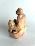 Chinese Soapstone Sage Scholar with Foo Dog Figurine