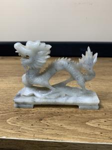 Hand Carved Chinese Dragon Soapstone with Pearl Ball