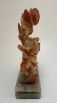 Chinese Soapstone Flower Carving with Stand, 6.5”