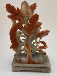 Chinese Soapstone Flower Carving with Stand, 6.5”