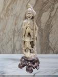 Hand-Carved Chinese Soapstone Fisherman Figurine 8”