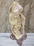 Hand-Carved Chinese Soapstone Fisherman Figurine 8”