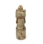 Vintage Soapstone Man with Ruyi and Box 6.25
