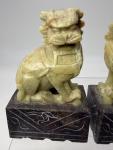 Chinese Carved Soapstone Foo Dog Statues Set