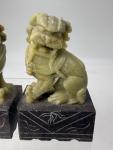 Chinese Carved Soapstone Foo Dog Statues Set