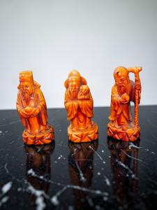 Set of 3 Antique Chinese Soapstone Figurines