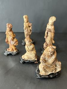 Set of 5 Vintage Chinese Soapstone Figurines