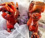 Chinese Hand-Carved 9" Foo Dog Soapstone Red