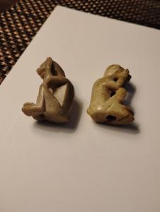 Vintage Chinese Hand Carved Soapstone Monkey Figurines