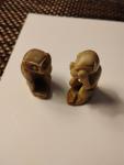 Vintage Chinese Hand Carved Soapstone Monkey Figurines
