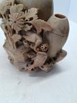 Antique Chinese Carved Soapstone Vase with Birds