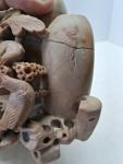 Antique Chinese Carved Soapstone Vase with Birds