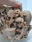 Antique Chinese Carved Soapstone Vase with Birds