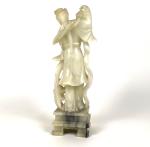 Carved Soapstone Guanyin Statue with Flowers 9.5