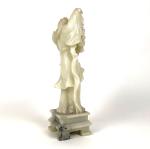 Carved Soapstone Guanyin Statue with Flowers 9.5