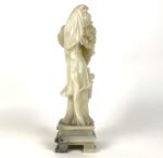 Carved Soapstone Guanyin Statue with Flowers 9.5