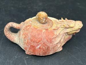 Chinese Dragon Soapstone Teapot Incense Burner
