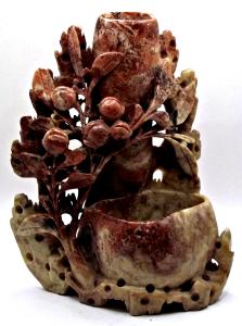 Antique Chinese Soapstone Carved Vase and Bowl