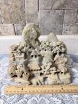 Chinese Green Soapstone Mountain Village Statue 8