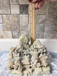 Chinese Green Soapstone Mountain Village Statue 8