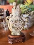 Chinese Soapstone Vase with Foo Dog Finial