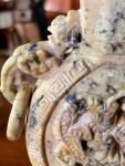 Chinese Soapstone Vase with Foo Dog Finial