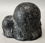 Black Soapstone Handcrafted Mother and Baby Owl Figurine