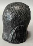 Black Soapstone Handcrafted Mother and Baby Owl Figurine