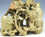 Chinese Soapstone Carved Urn Set - 3 Pieces