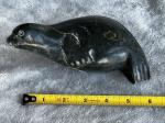 Inuit Soapstone Seal Sculpture, Hand-Carved Art