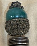 Antique Chinese Mandarin Qing Dynasty Deep Jade Green Hat Rank Button Finial