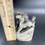 Vintage Hand Carved Chinese Soapstone Wax Seal Horses Running Etched Figurine