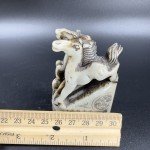 Vintage Hand Carved Chinese Soapstone Wax Seal Horses Running Etched Figurine