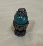 Antique Chinese Mandarin Qing Dynasty Deep Jade Green Hat Rank Button Finial