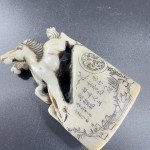Vintage Hand Carved Chinese Soapstone Wax Seal Horses Running Etched Figurine