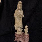 Chinese Soapstone Guan Yin & Child Carving