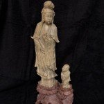 Chinese Soapstone Guan Yin & Child Carving