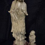 Chinese Soapstone Guan Yin & Child Carving