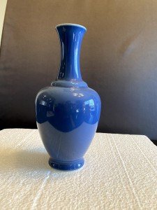 Blue-Glazed Chinese Soapstone Vase - Qing Dynasty