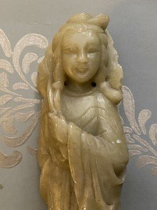 Vintage Chinese Soapstone Guanyin Lotus Goddess Carving