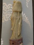 Vintage Chinese Soapstone Guanyin Lotus Goddess Carving
