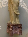 Vintage Chinese Soapstone Guanyin Lotus Goddess Carving