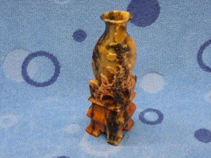 Hand-Carved Multi-Color Floral Soapstone Vase
