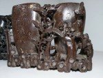 Antique Chinese Carved Soapstone Double Vase Set
